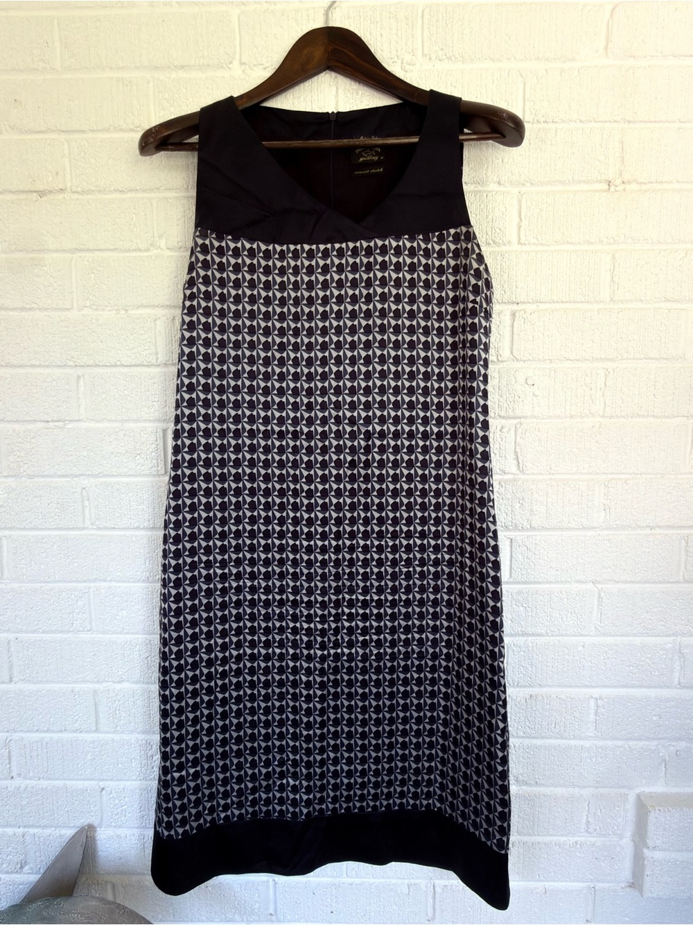 Paul & Shark Black and White Geometric Midi Dress Silk